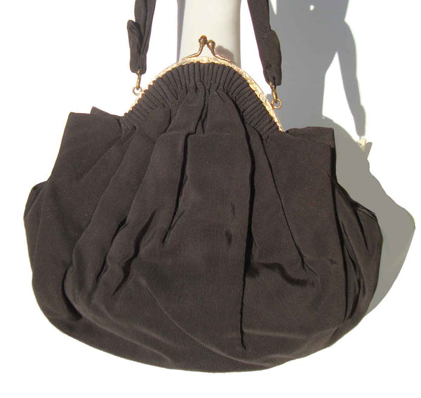 40s Brown Faille Handbag Pocketbook