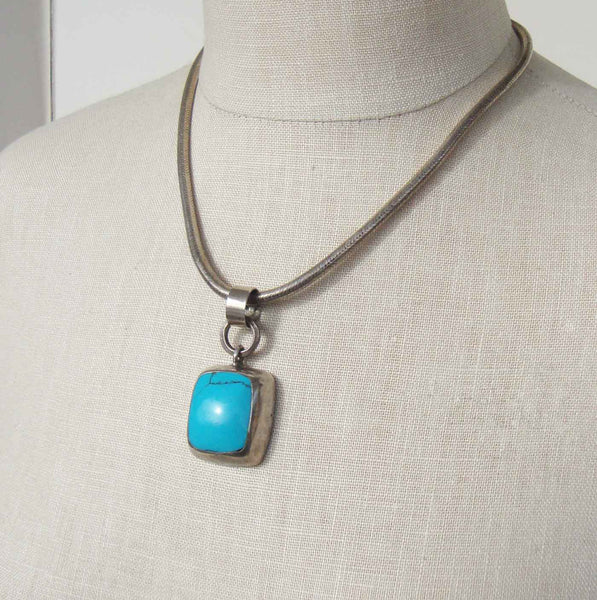 1980s Mexican Silver & Turquoise Necklace