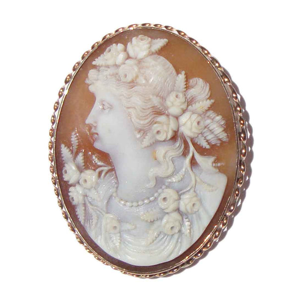 Victorian Cameo Brooch Pin Set in 14K Gold