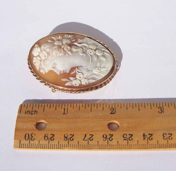 Shell Cameo of Woman with Flowers