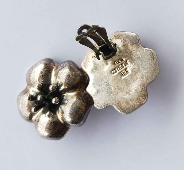80s Sterling Silver Flower Earrings
