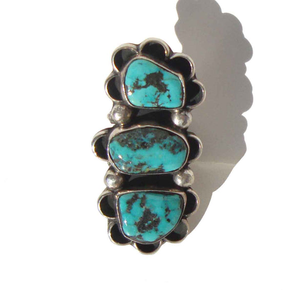 Kingman Turquoise Ring - Triple Stone