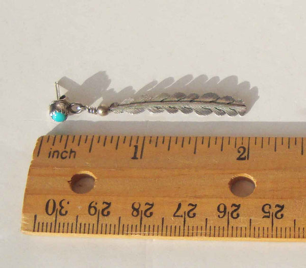 Native Indian Silver Feather Earrings