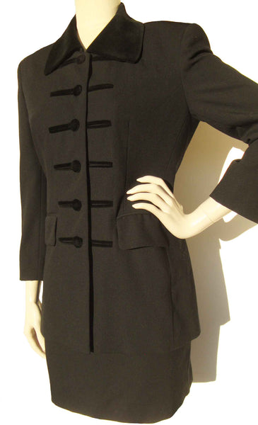 90s Black Wool Ladies Suit