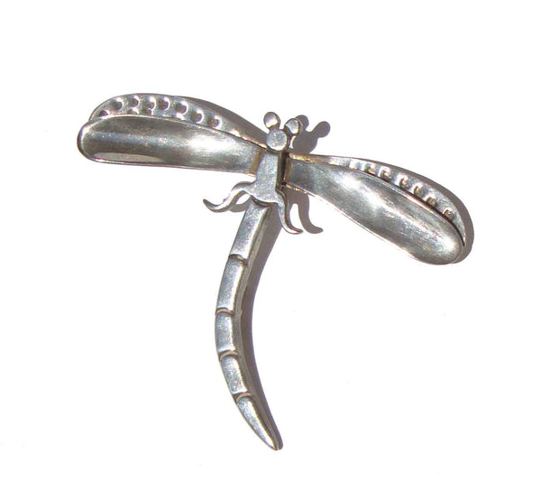 Vintage Fer’s Taxco Dragonfly Brooch Sterling Silver Insect Pin – 3 Inches