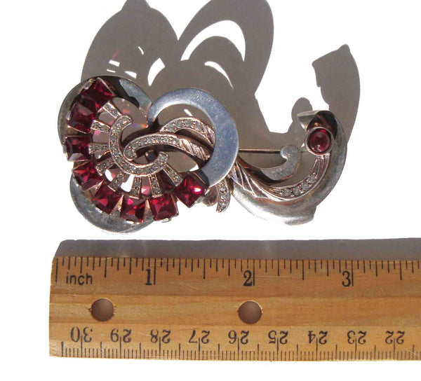 Vintage Retro Rhinestone Sterling Flower Pin