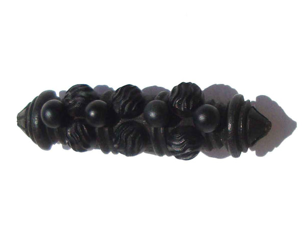 Victorian Bog Oak Mourning Brooch Memento Mori Bar Pin