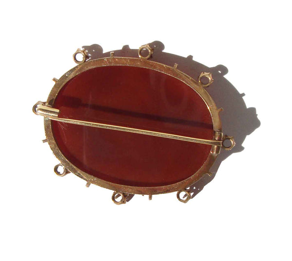 Vintage Sardonyx Hard Stone & Gold Cameo