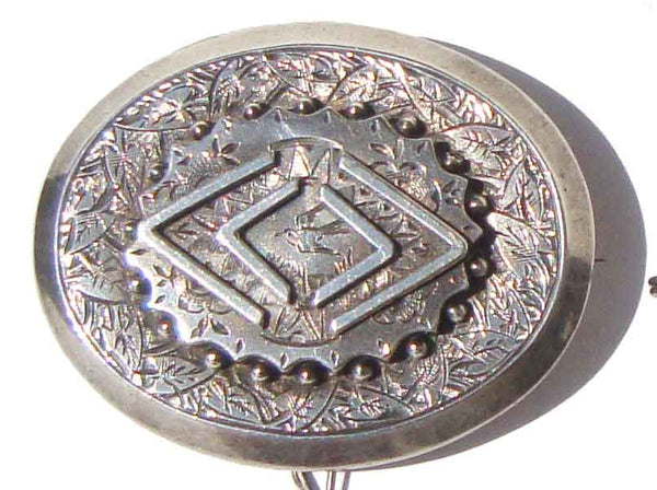 Antique Silver Brooch Locket - Metro Retro Vintage