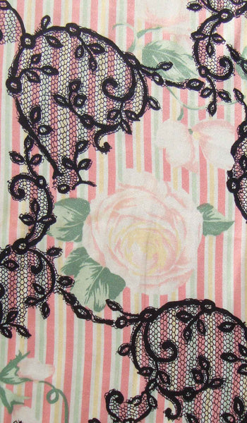 Pink Rose & Black Lace Robe