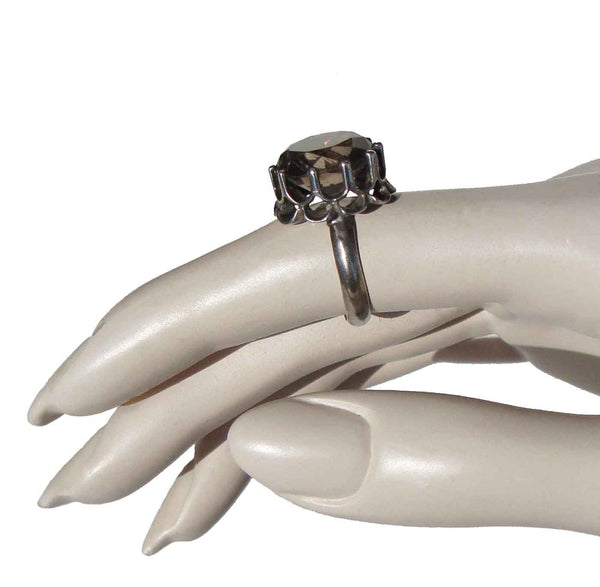 Smoky Topaz Ring in Fancy Sterling Silver Setting