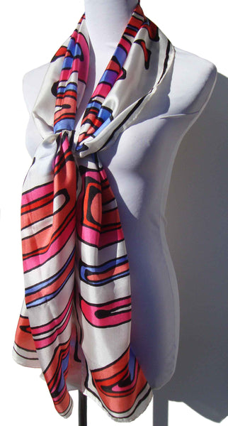 1960s Modernist Silk Scarf - Metro Retro Vintage