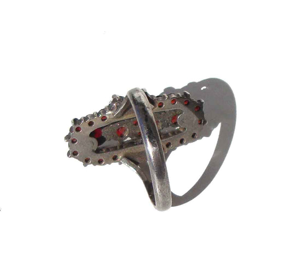Vintage Red Garnet & Silver Ring