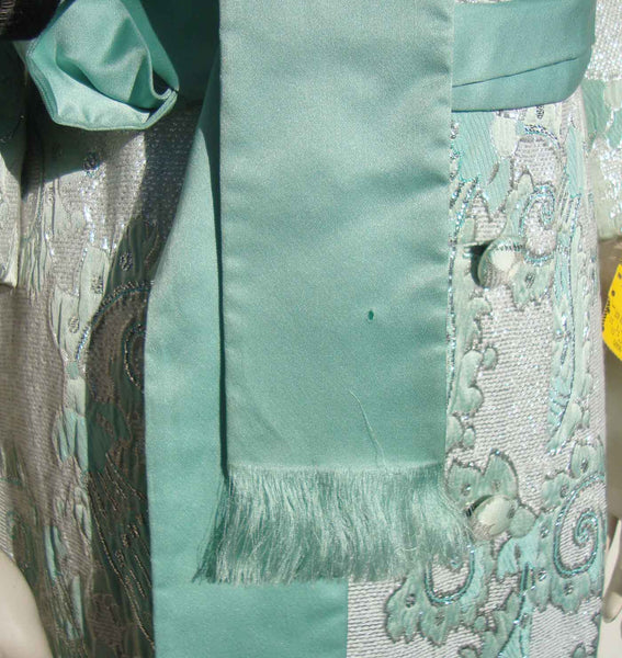 Vintage Turquoise Silk Brocade Coat