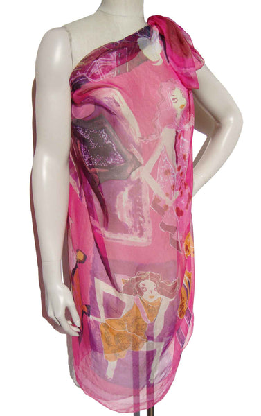 Pink Chiffon Wrap Fashion Girl Print - Metro Retro Vintage