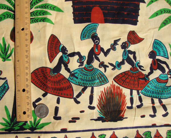60s African Novelty Print Cotton Fabric