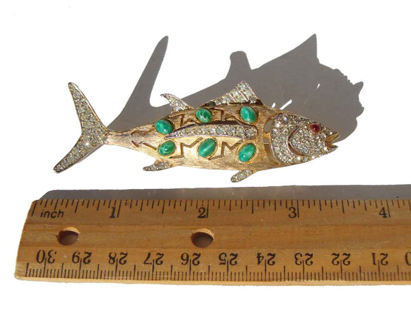 Vintage Jeweled Fish Pin