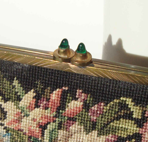 Vintage Green Glass Kissing Clasp