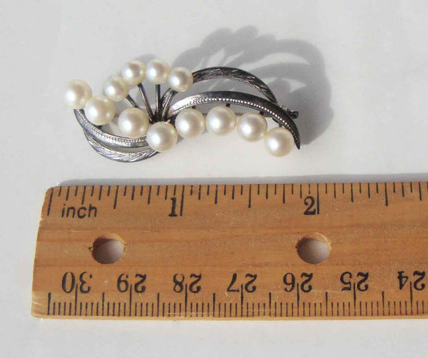 Vintage Sterling & Pearls Brooch Pin