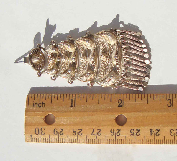 Vintage Peruvian Sterling Silver Filigree Chandelier Fringe Earrings