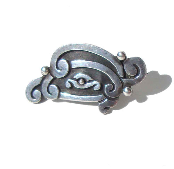 Vintage 50s Margot de Taxco Design Linear Serpent Sterling Silver Pin