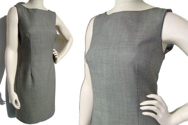 90s Moschino Dress Cheap & Chic Gray Shift w/ Zipper Teeth Novelty Trim