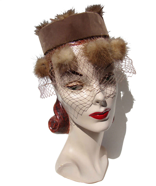 Vintage Mink Pom Pom Hat