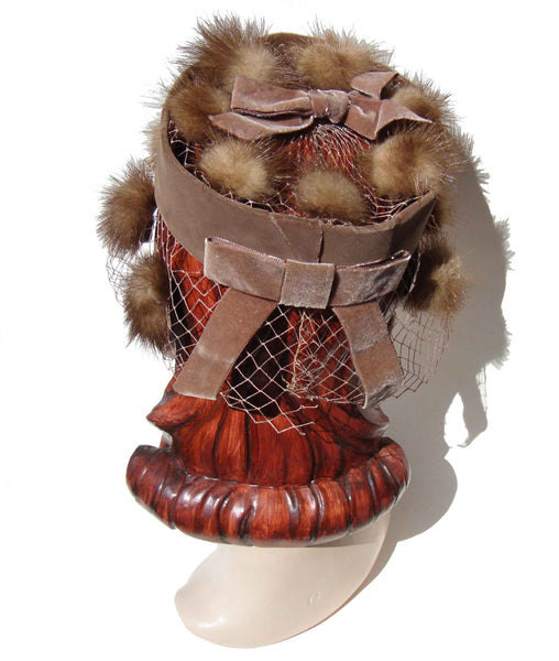 Vintage Pillbox Hat and Mink Fur