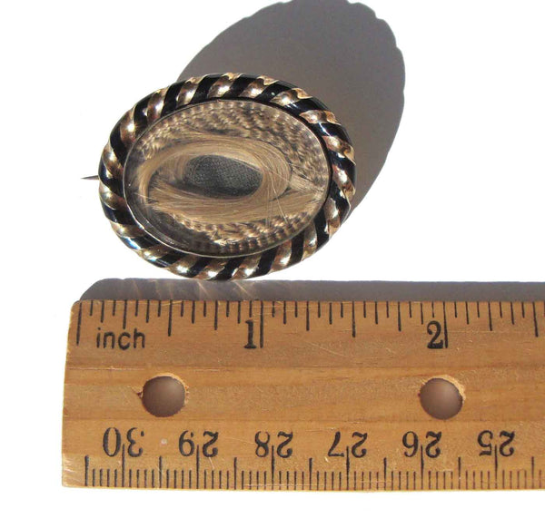 Antique Blonde Hairwork Mourning Brooch