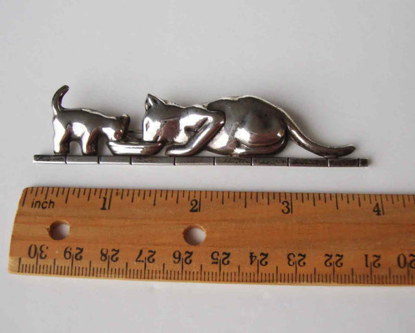 Sterling Cat Brooch - Metro Retro Vintage