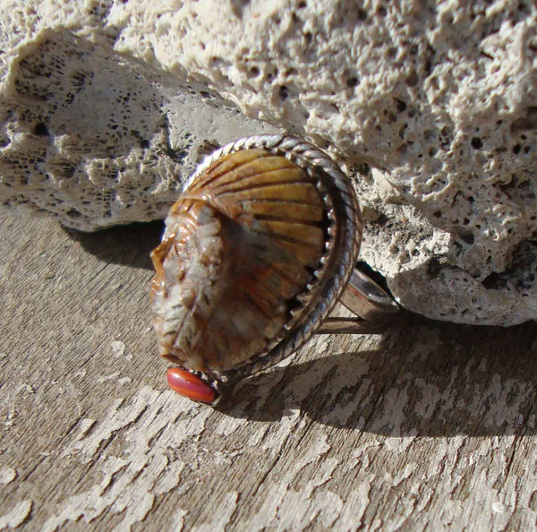 Vintage Petrified Wood Indian Ring