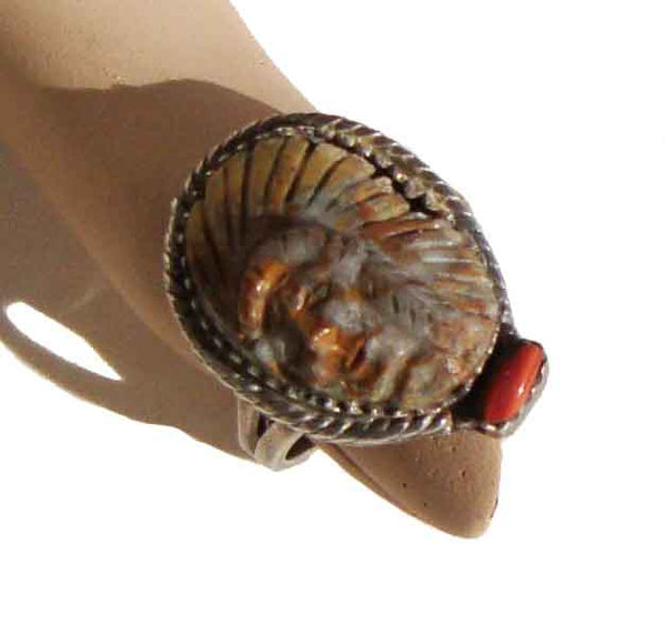Metro Retro Vintage Indian Chief Ring