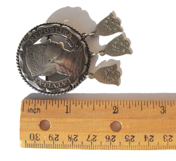 Vintage Latvian Coin Pin Love Token
