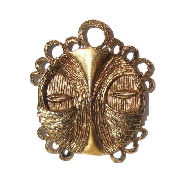Vintage 70s Castlecliff Primitive Tribal Face Pendant – Larry Vrba