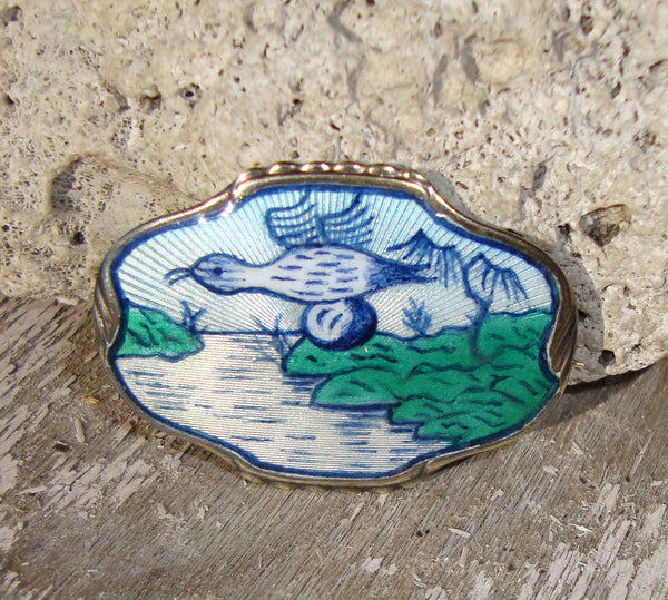 Vintage Norwegian Guilloche Enamel Bird Jacob Tostrup