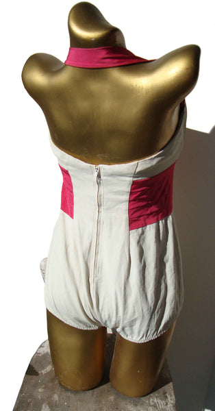 Vintage 50s Halter Bathing Suit Pink & White