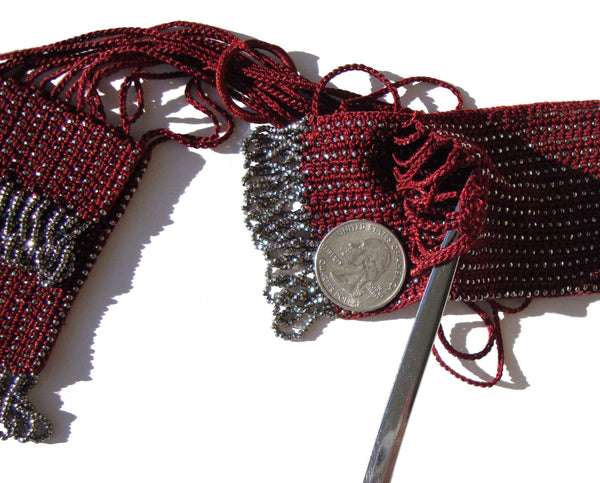 Vintage Red Silk Beaded Miser's Purse Bag