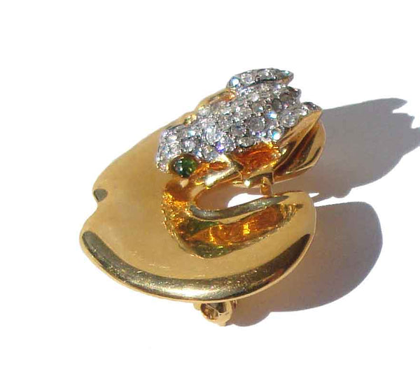 Vintage Rhinestone Frog Pin