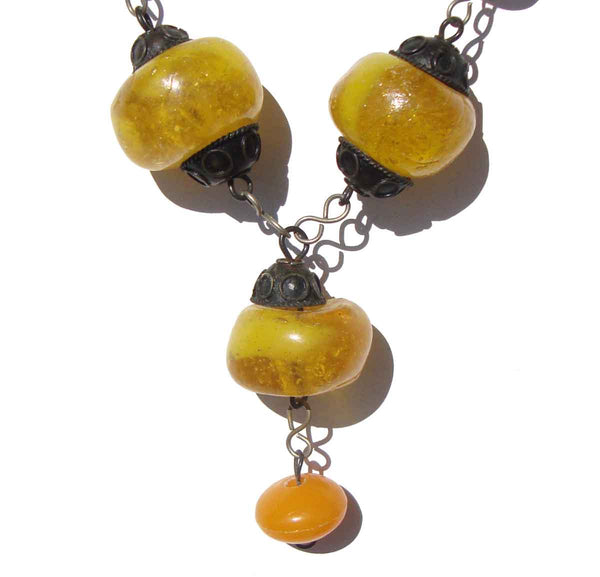 Vintage Bedouin Amber Beaded Necklace