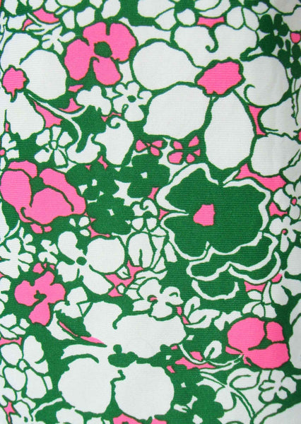 Vintage 70s Dress Mod Pink Green Floral Shift M