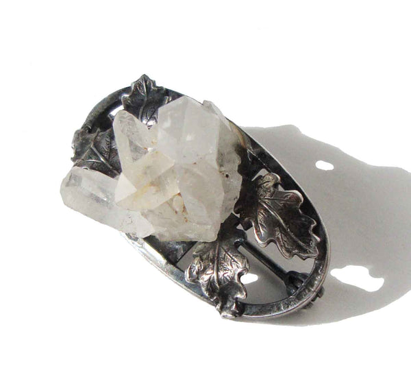Vintage Handarbeit Silver & Quartz Brooch - Metro Retro Vintage