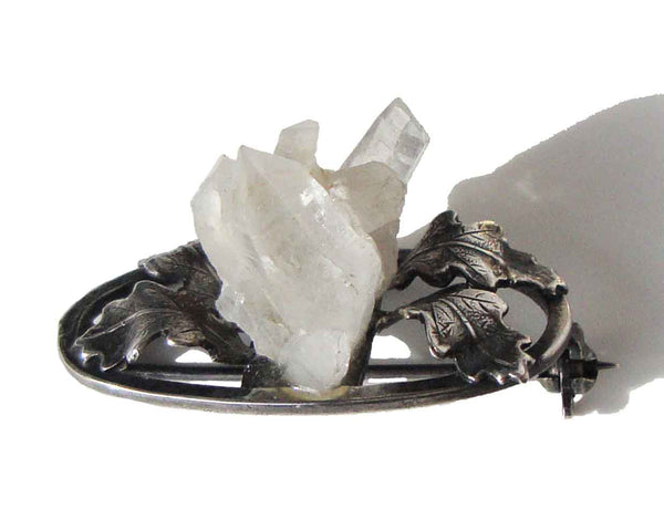 Vintage Jugendstil Silver & Quartz Crystal Pin