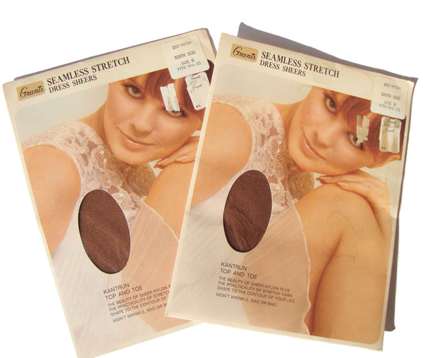 Vintage 60s Stockings Grants Seamless Stretch Dress Sheers Hosiery Sz 9.5 – 10