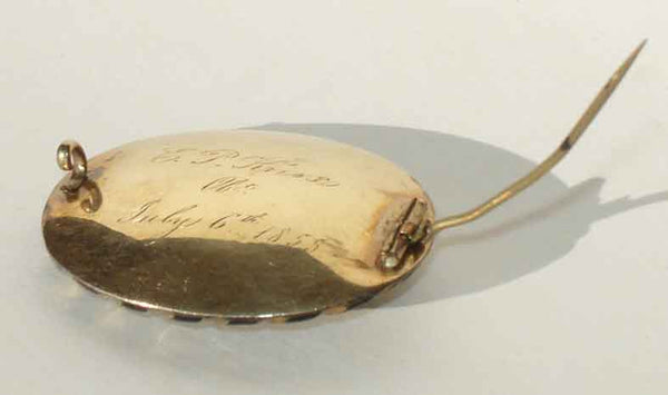 Victorian Gold Plaited Hairwork Pin Signed 1855