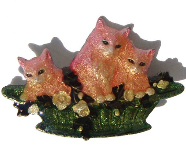 Vintage 30s Pink Cats Brooch