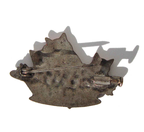Back of Enameled Cats Brooch