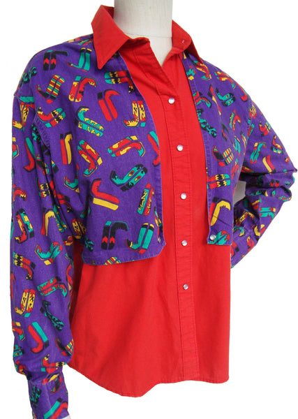 Vintage Rockmount Red Purple Ladies Shirt