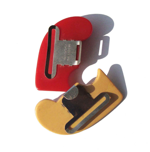 Vintage Art Deco Red Yellow Bakelite Belt Buckle