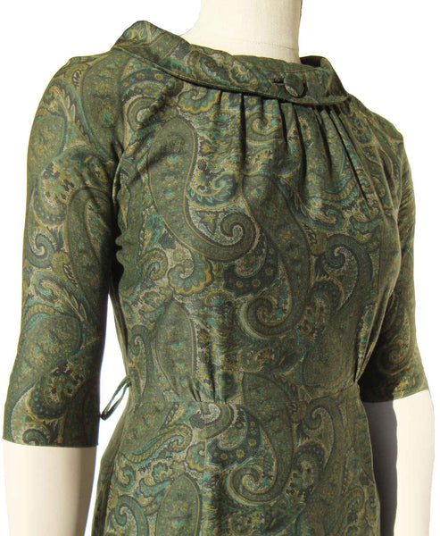 60s Cowl Neck Paisley Dress