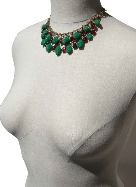 30s Gripoix Pate de Verre Beaded Choker Necklace